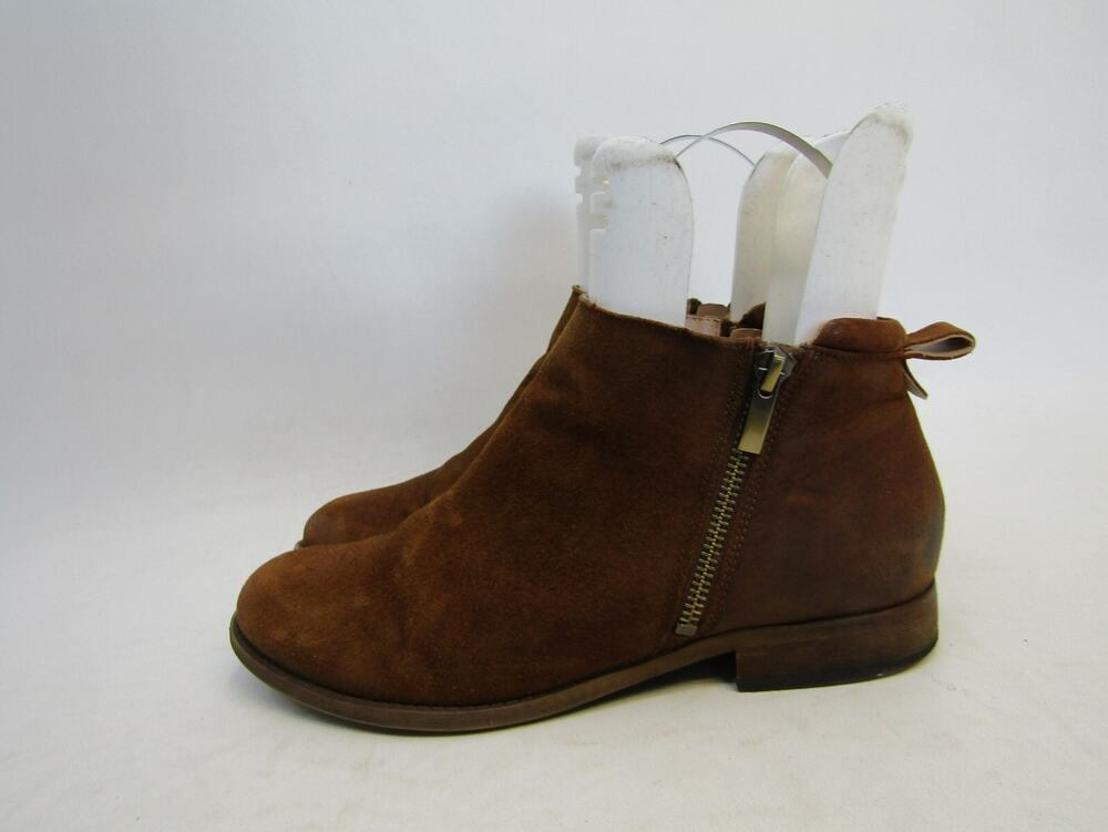 Franco Sarto Womens Size 8.5M Brown Suede Zip Ankle Fashion Boots Booties